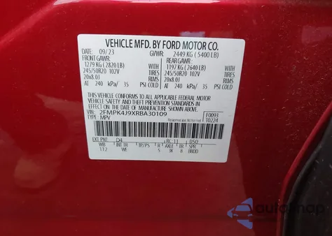 2024 Ford Edge St-Line z USA, uszkodzony, nr VIN 2FMPK4J9XRBA30109